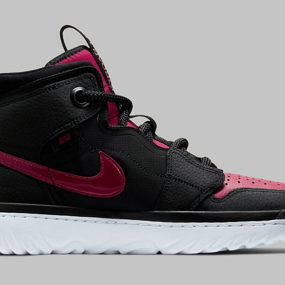 NIKE MEN'S AIR JORDAN 1 HIGH REACT NOBLE RED BLACK - Picture 5 of 6